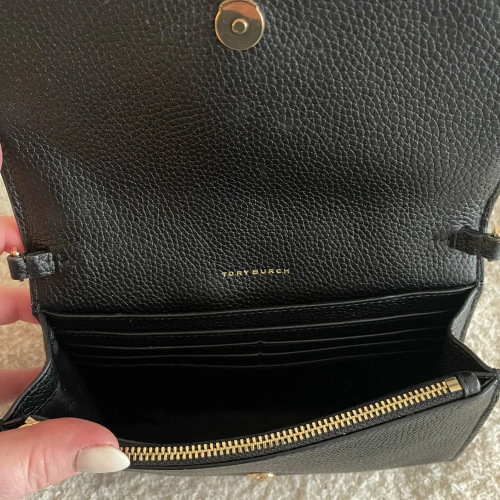 Tory Burch Women's Thea Flat Wallet Crossbody Black